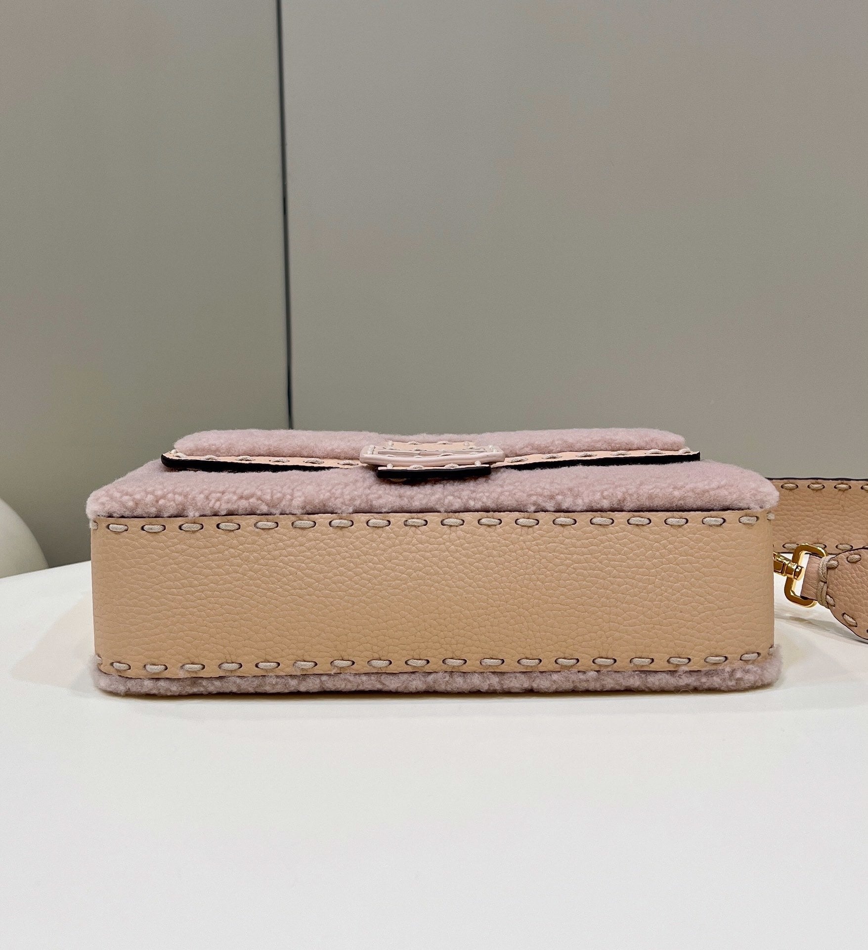 FENDI Shearling Baguette Handbag