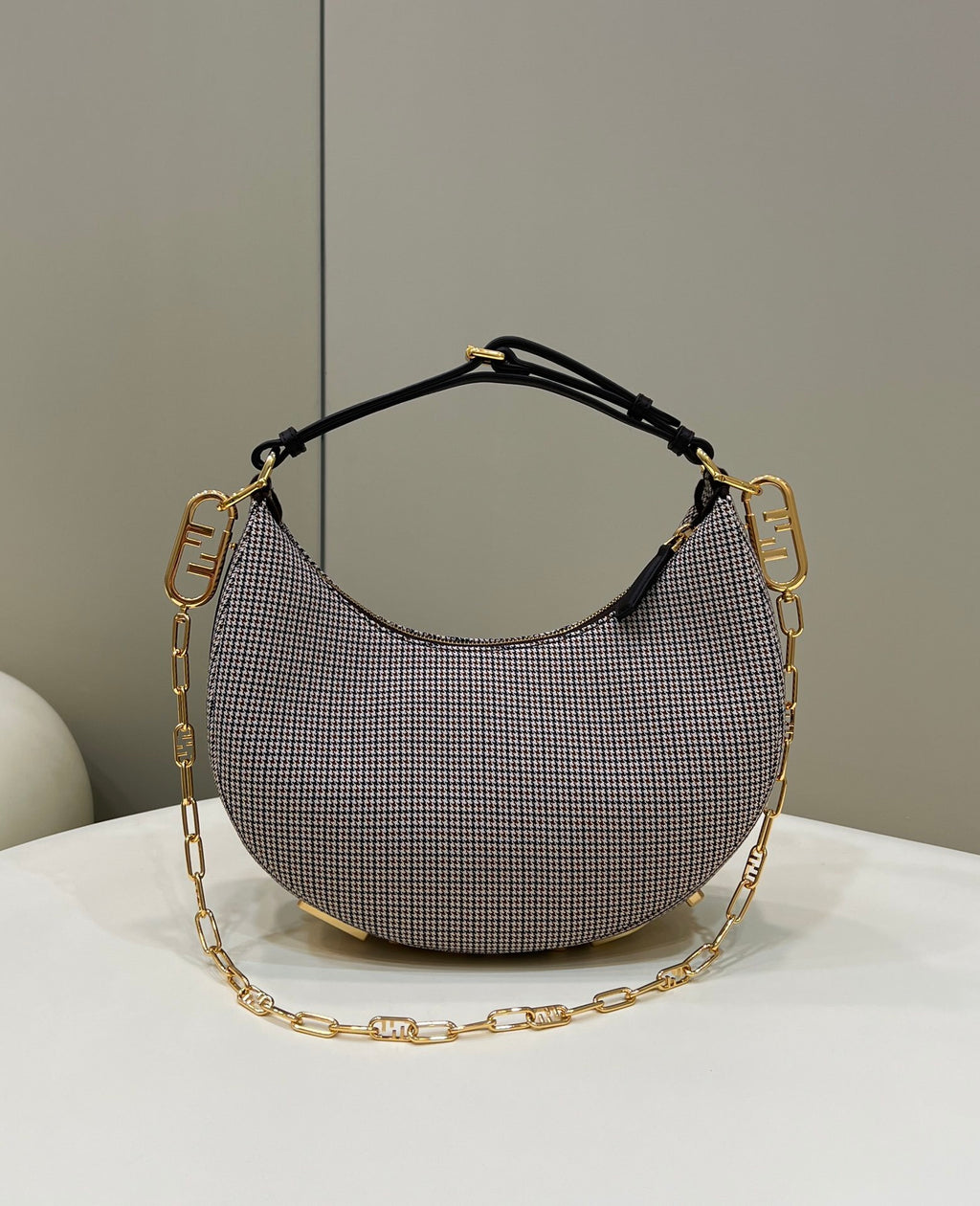 FENDI Crescent Underarm Denim Handbag