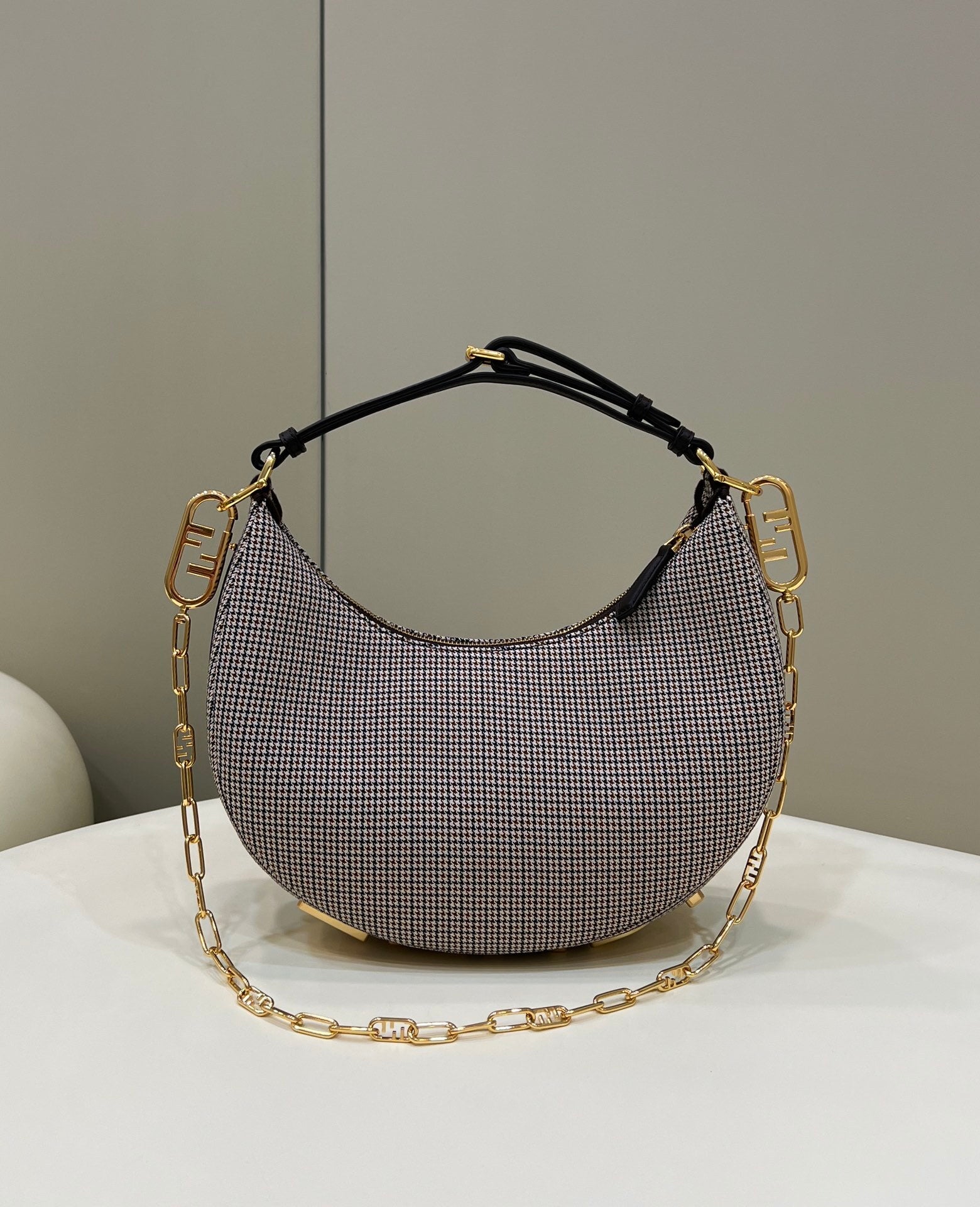 FENDI Crescent Underarm Denim Handbag