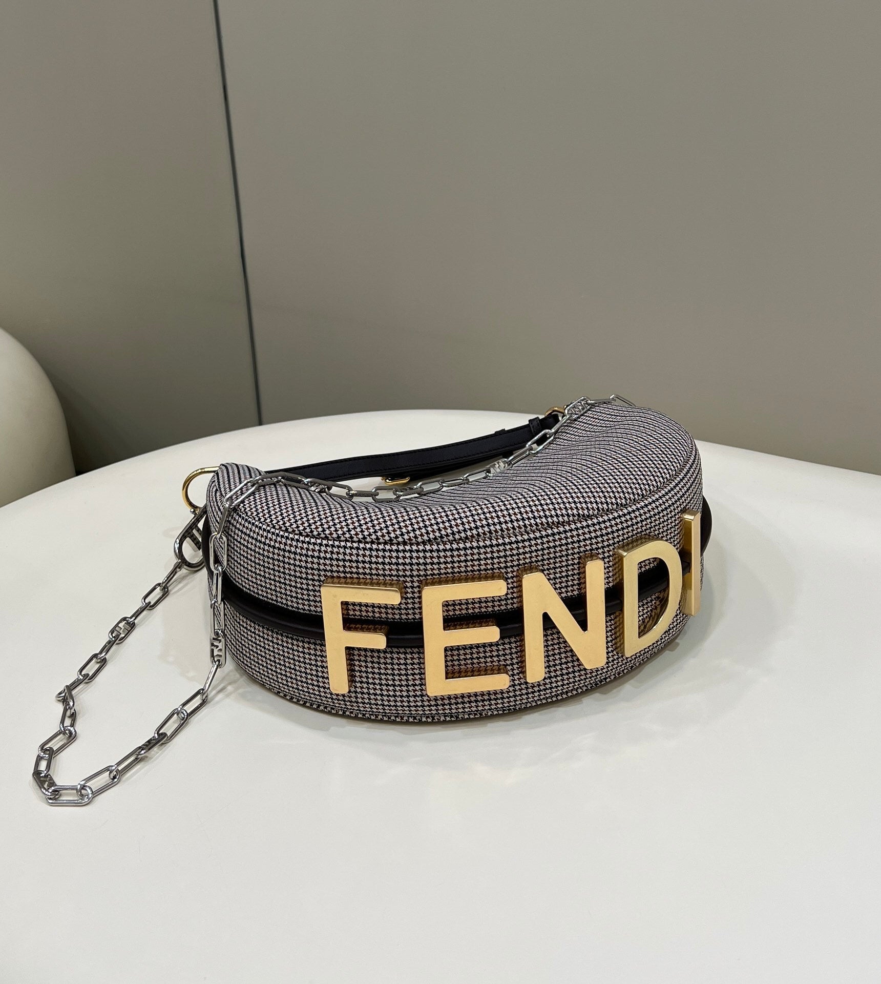 FENDI Crescent Underarm Denim Handbag