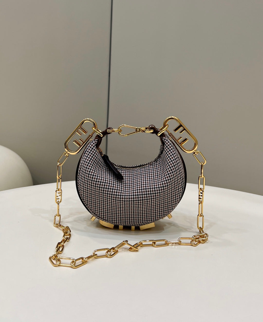 FENDI Crescent Underarm Mini Denim Handbag