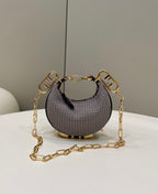 FENDI Crescent Underarm Mini Denim Handbag