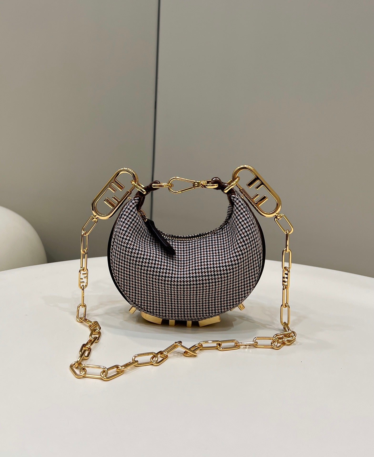 FENDI Crescent Underarm Mini Denim Handbag