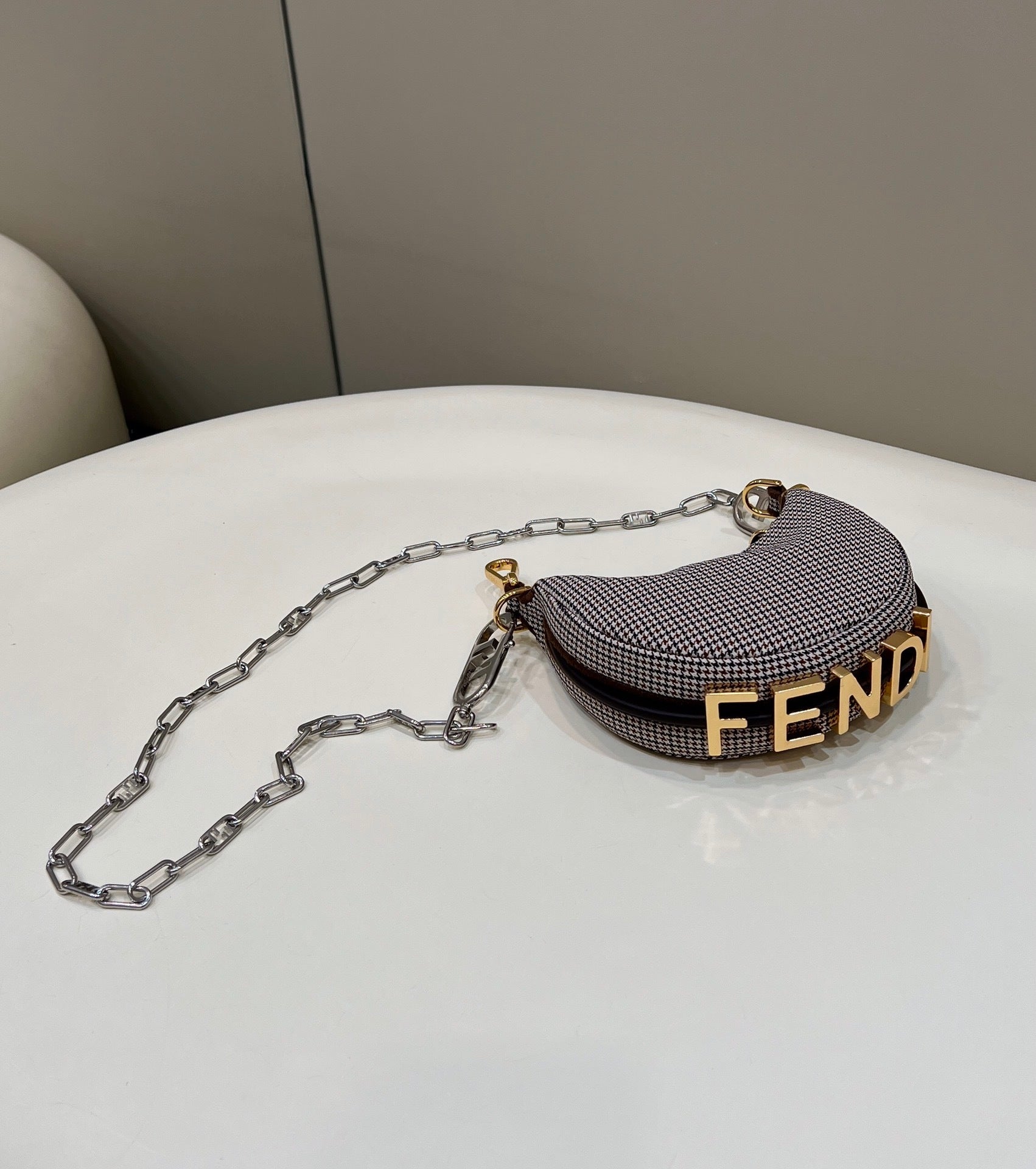 FENDI Crescent Underarm Mini Denim Handbag