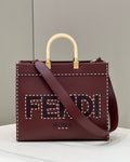 FENDI Stitched Leather Tote Bag