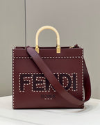 FENDI Stitched Leather Tote Bag