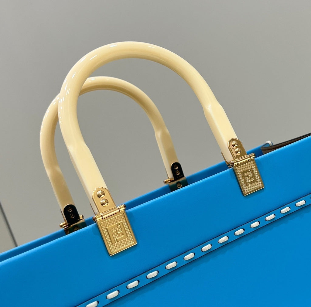 FENDI Stitched Leather Tote Bag