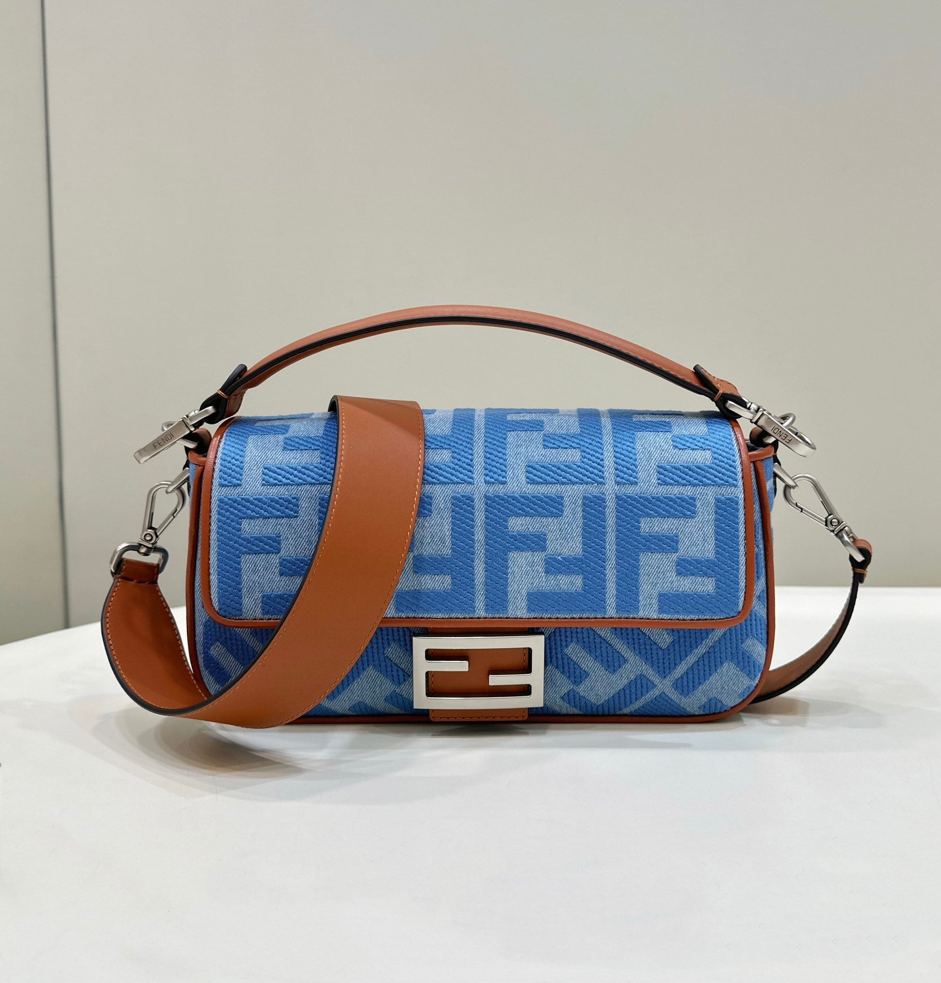 FENDI FF Embroidered Baguette Handbag