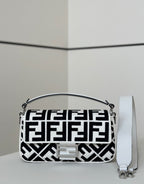 FENDI FF Embroidered Baguette Handbag