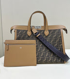 FENDI Peekaboo Denim-Trim Large Tote