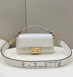 FENDI Baguette FF Embroidered Canvas Bag