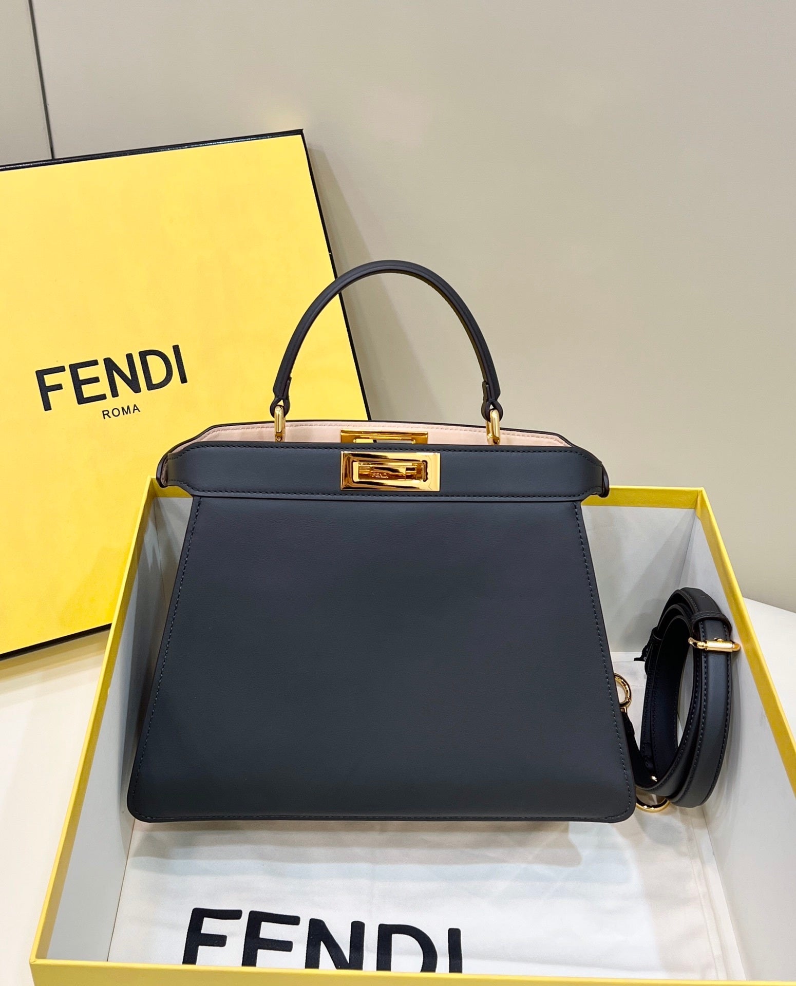 FENDI Peekaboo I See U Large Leather Handbag
