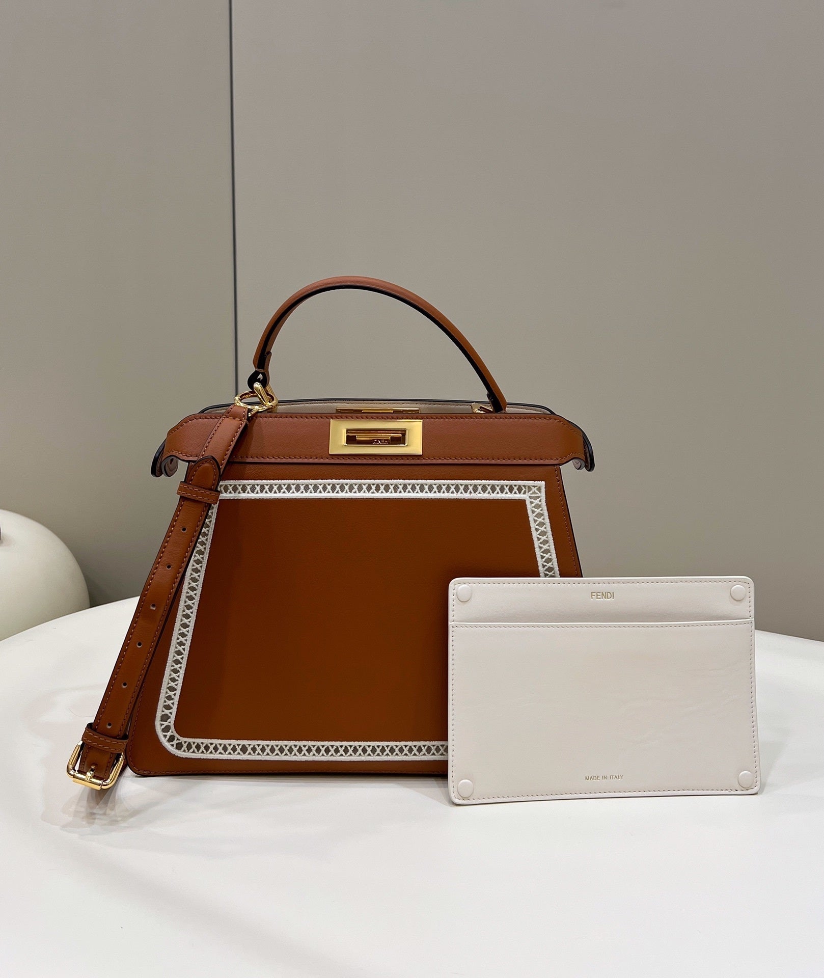 FENDI Peekaboo I See U Medium Leather Handbag