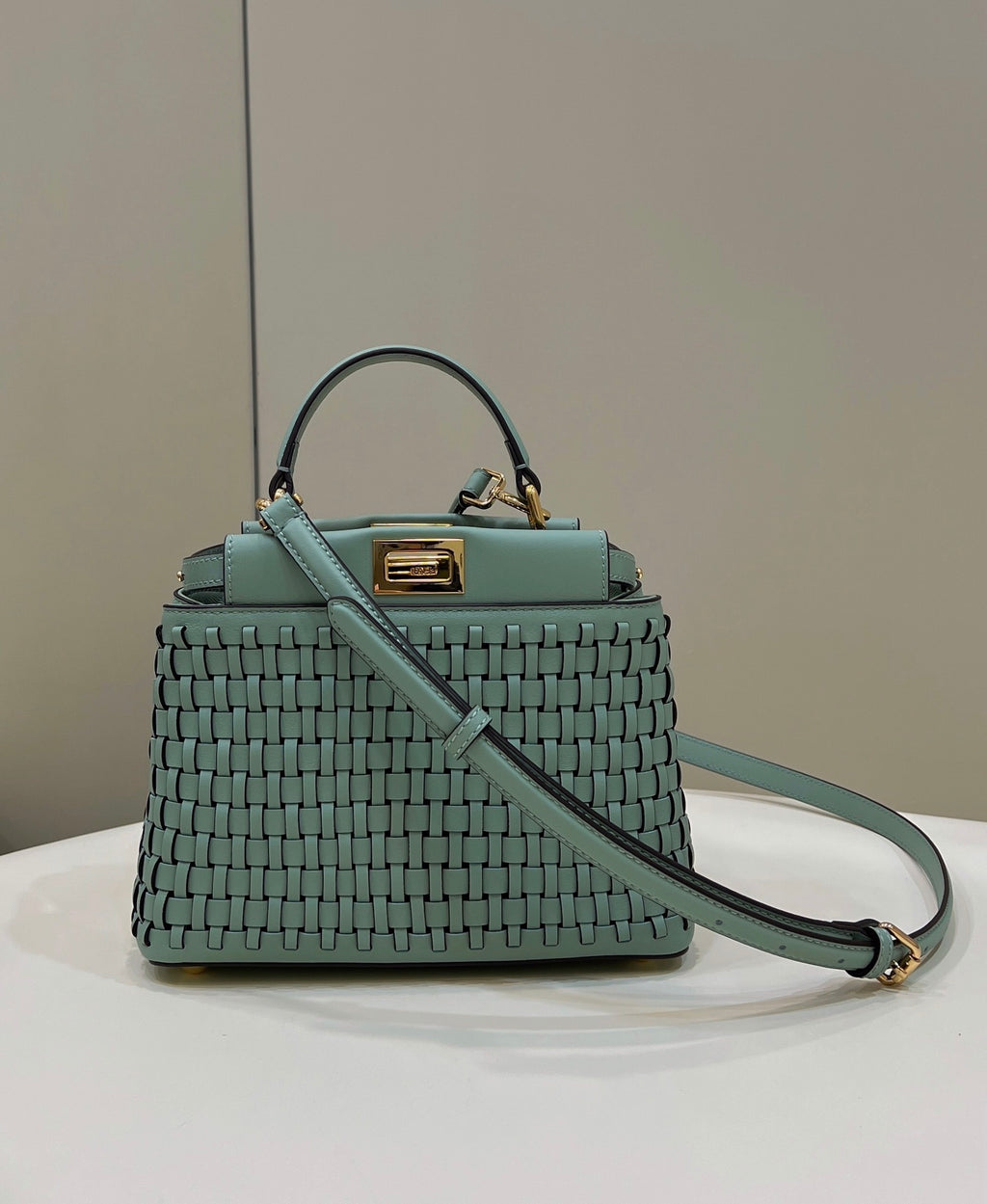 FENDI Iconic Peekaboo Small Woven Lambskin