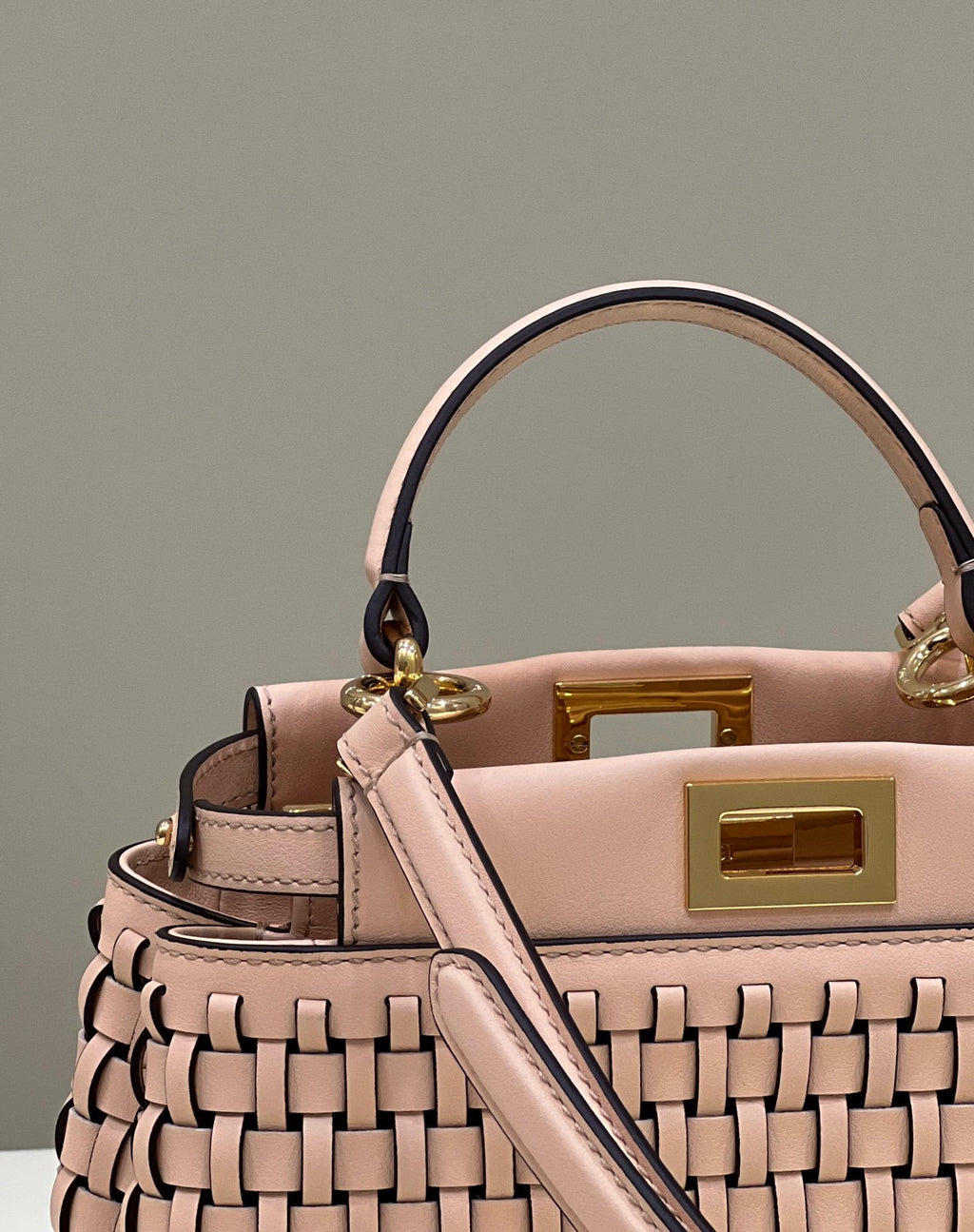 FENDI Iconic Peekaboo Small Woven Lambskin