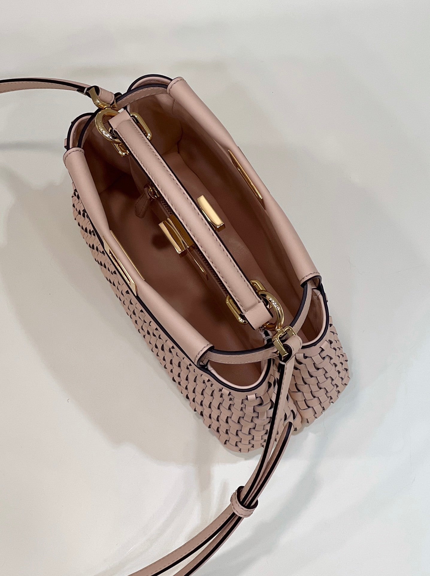 FENDI Iconic Peekaboo Small Woven Lambskin