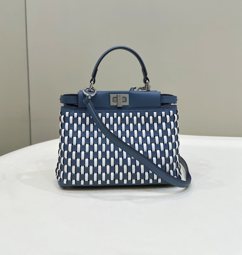 FENDI Iconic Peekaboo Small Woven Calfskin