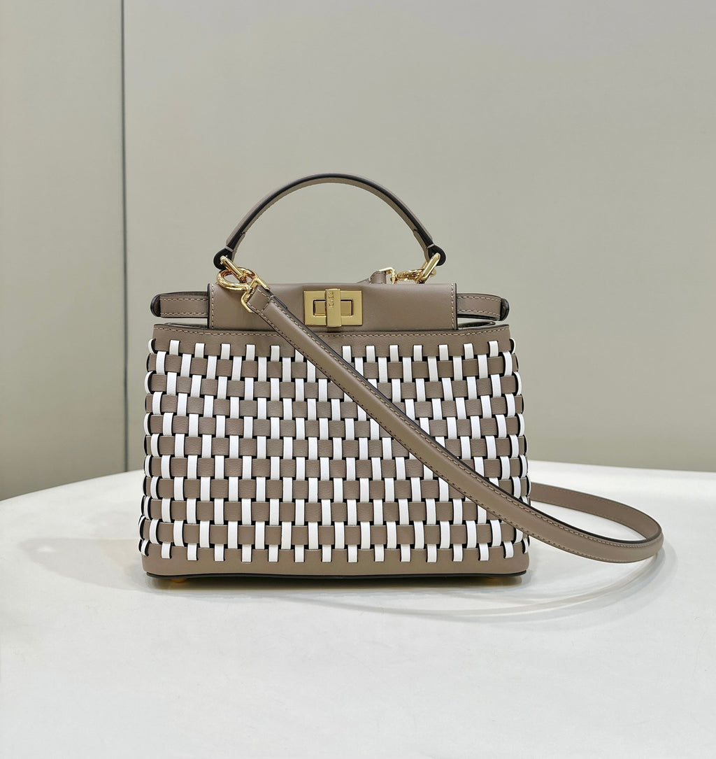 FENDI Iconic Peekaboo Small Woven Calfskin
