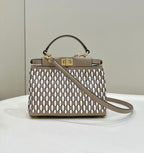 FENDI Iconic Peekaboo Small Woven Calfskin