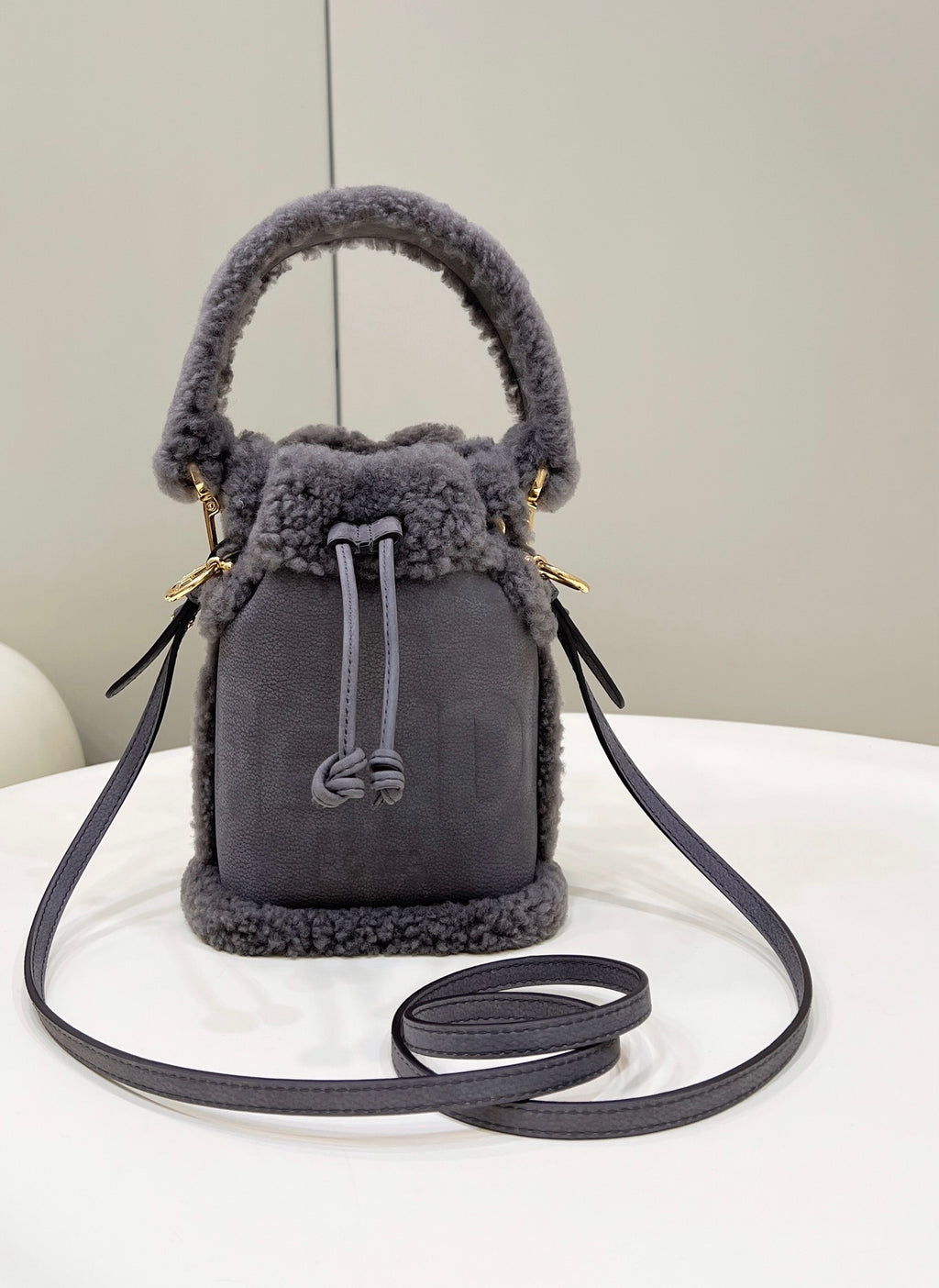 FENDI Shearling Mini Bucket Bag