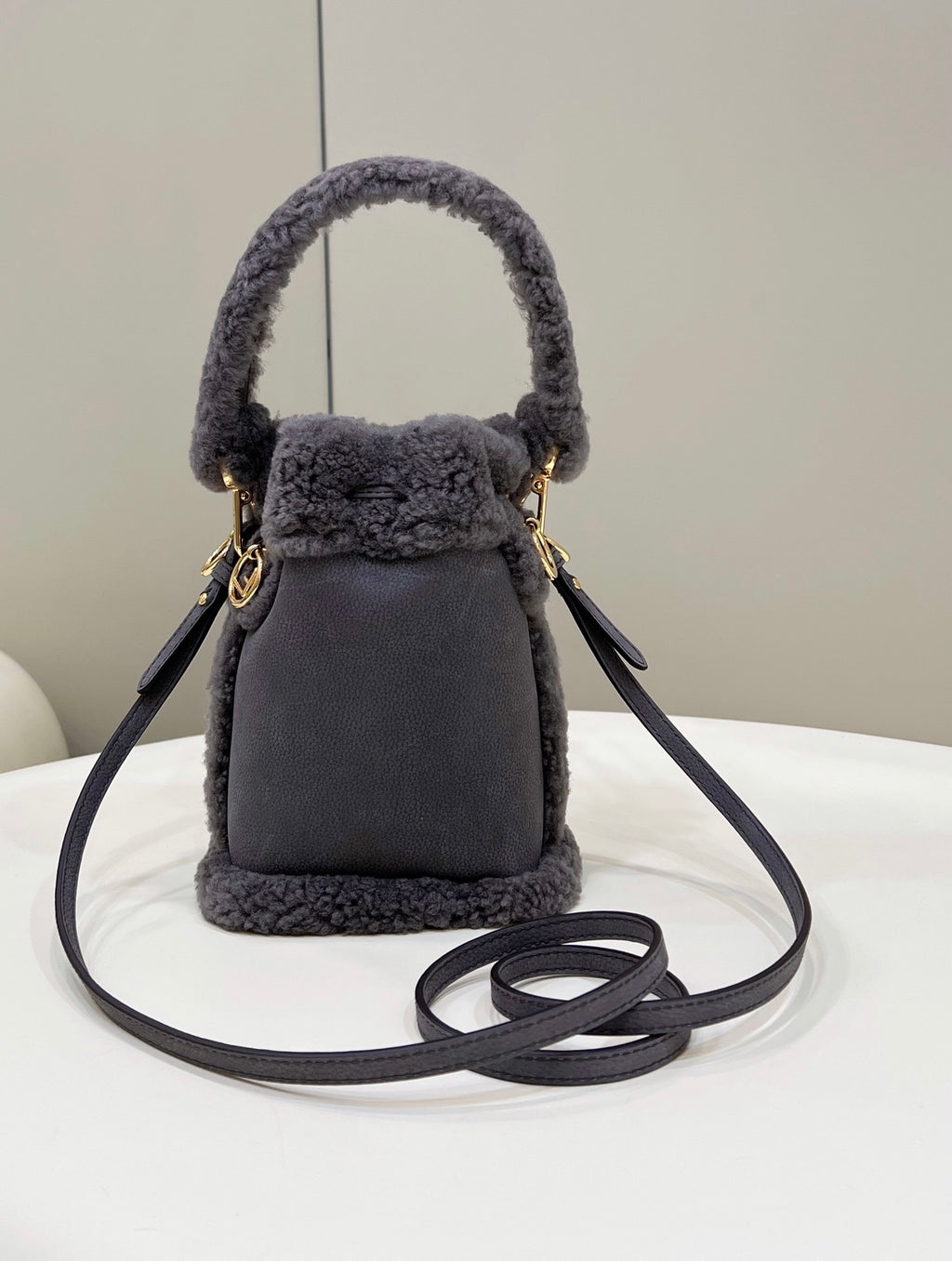 FENDI Shearling Mini Bucket Bag