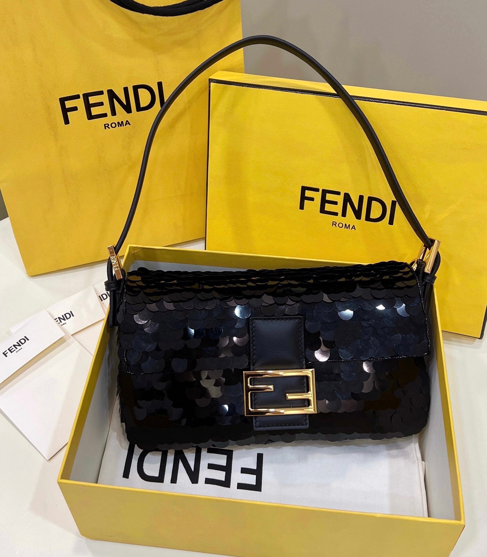 FENDI Sequin Baguette Underarm Bag