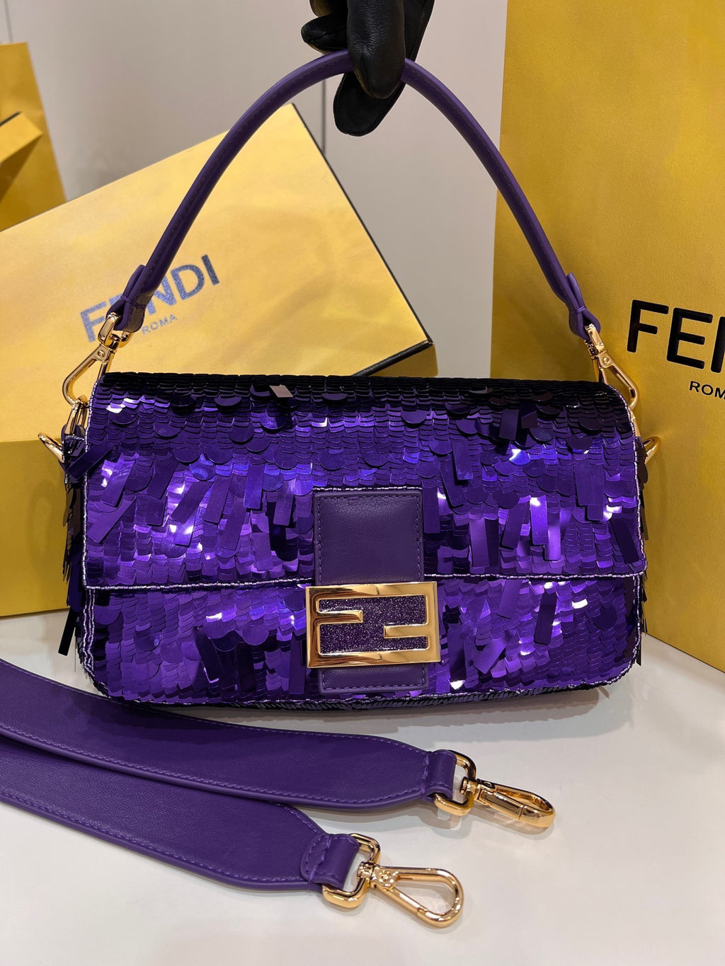 FENDI Sequin Baguette Underarm Bag