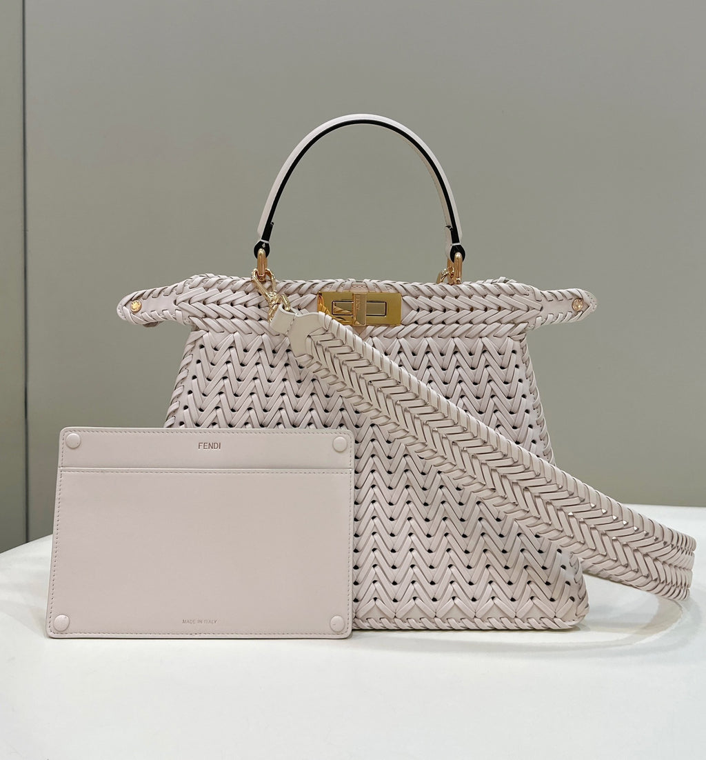 FENDI Peekaboo I See U Woven Leather Handbag