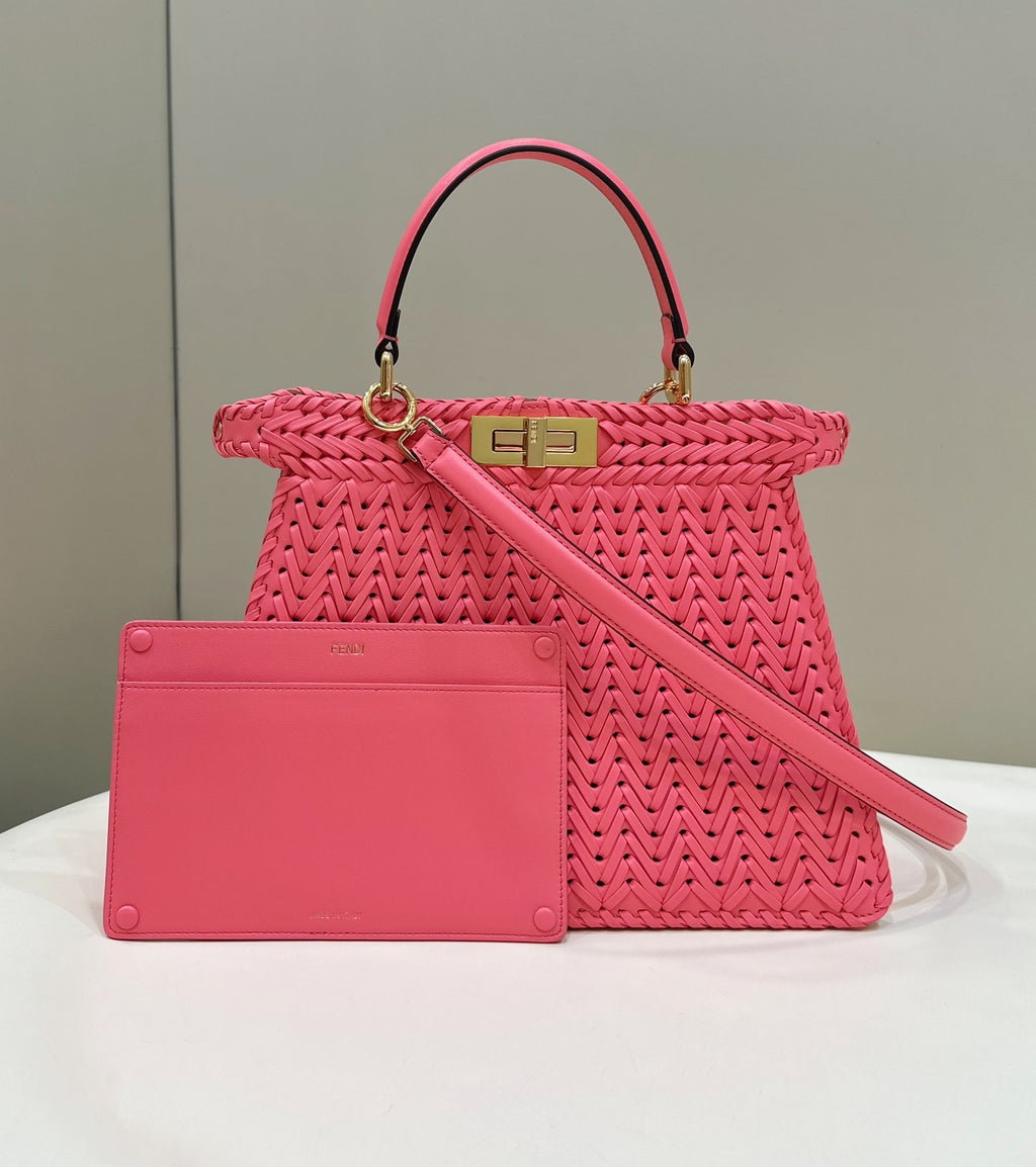 FENDI Peekaboo I See U Woven Leather Handbag