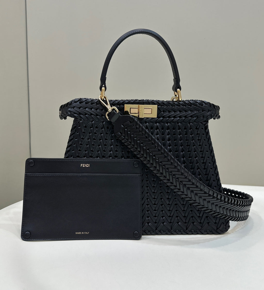 FENDI Peekaboo I See U Woven Leather Handbag