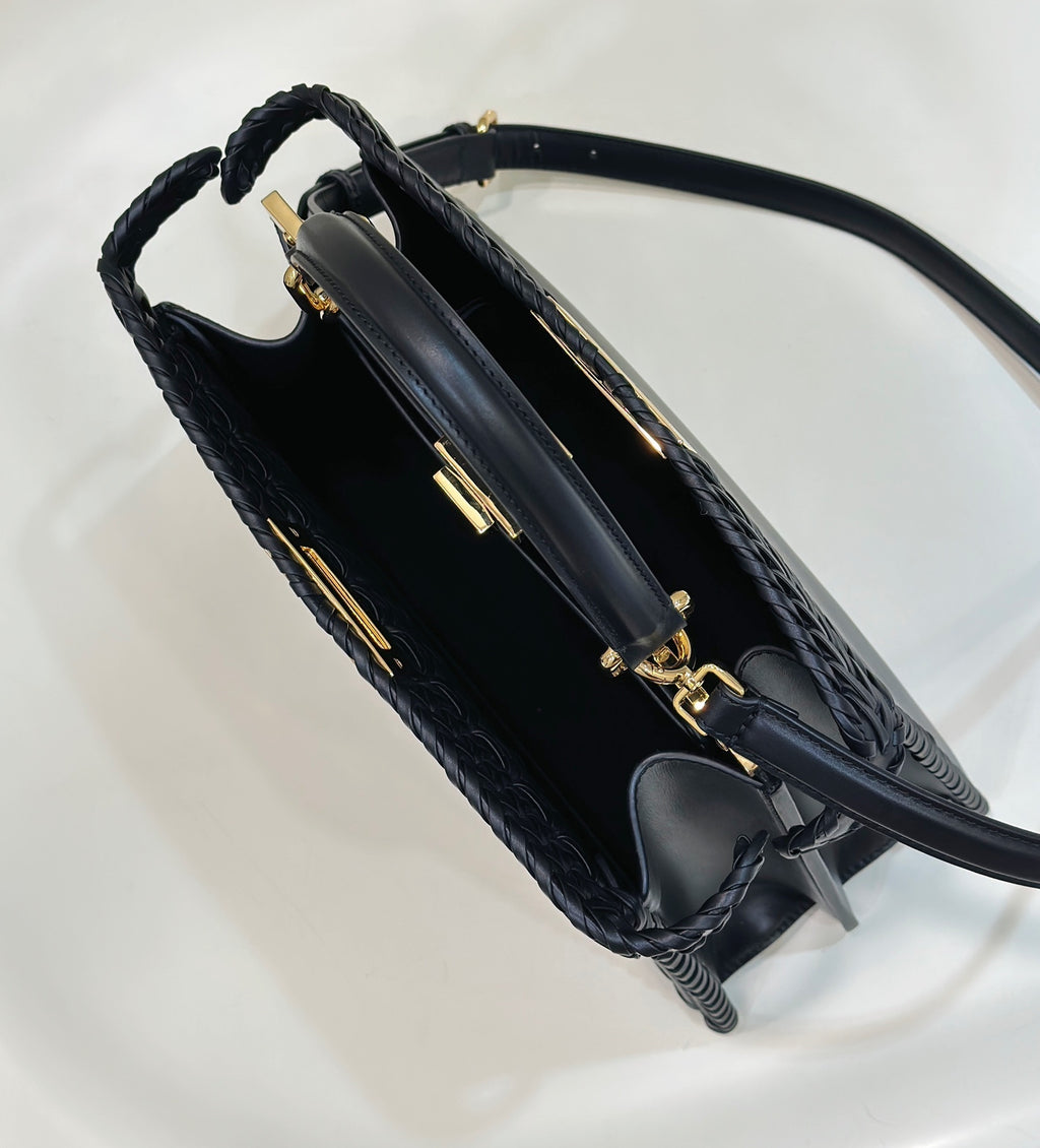 FENDI Peekaboo I See U Woven Leather Handbag