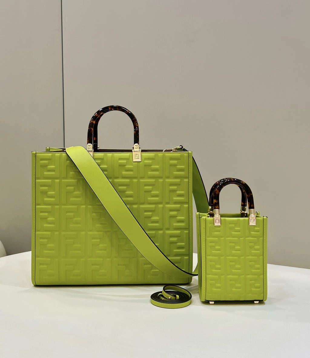 FENDI Embossed Leather Tote Bag