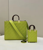 FENDI Embossed Leather Tote Bag
