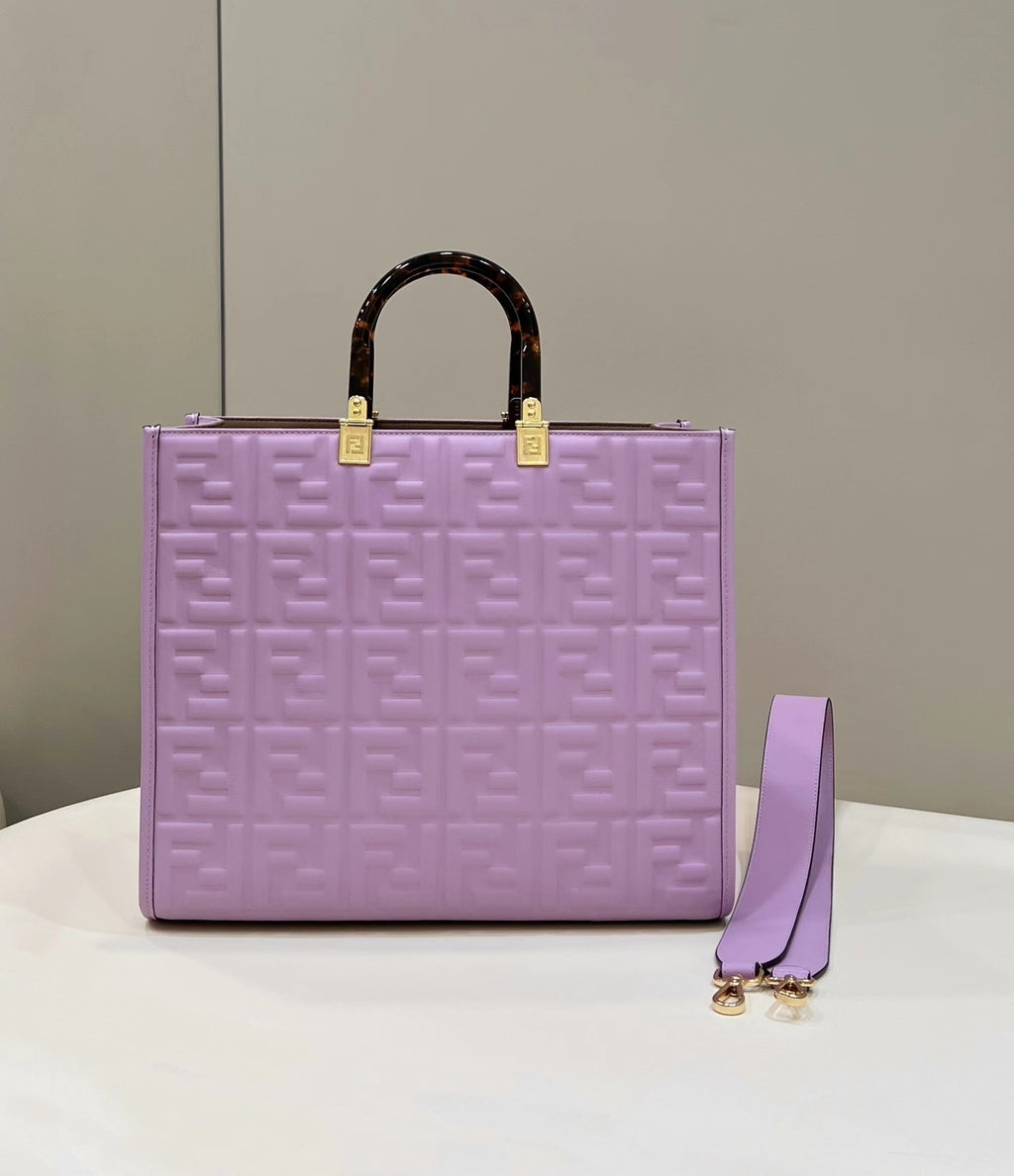 FENDI Embossed Leather Tote Bag