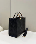 FENDI Embossed Leather Tote Bag