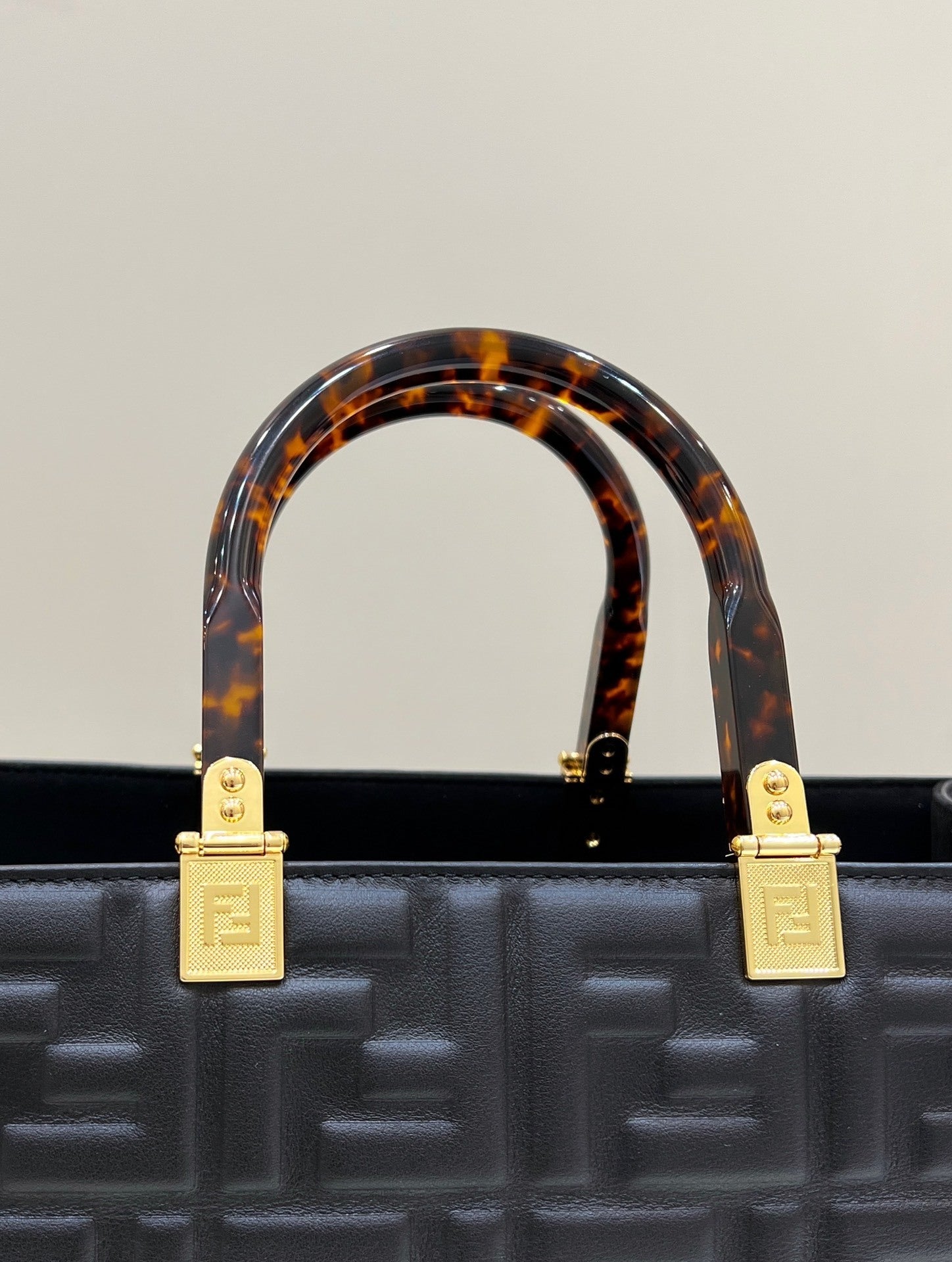 FENDI Embossed Leather Tote Bag