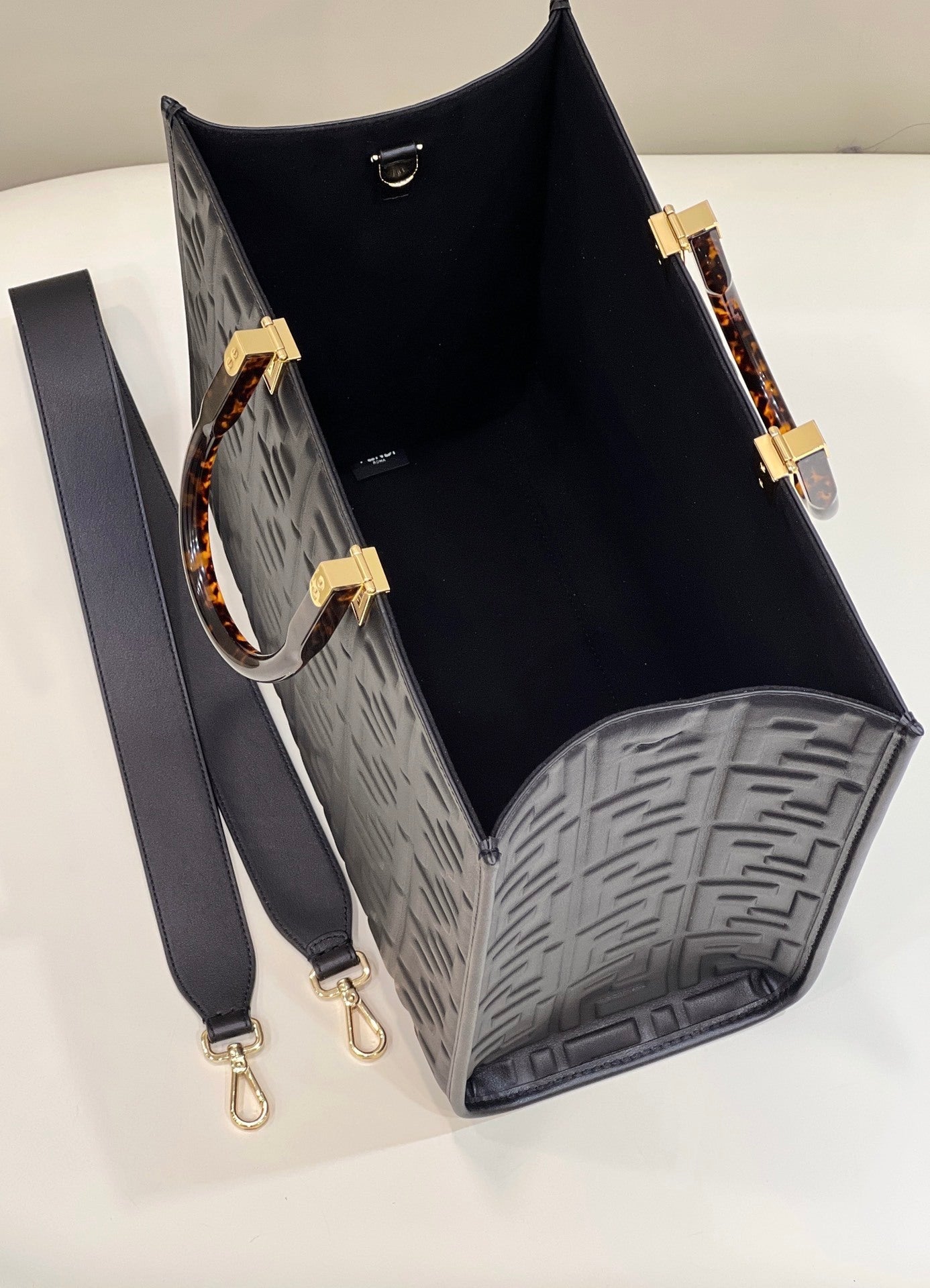 FENDI Embossed Leather Tote Bag