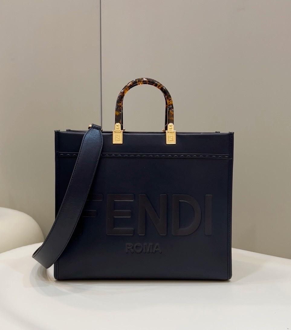 FENDI Leather Shopping Tote Bag