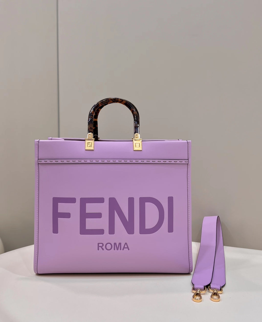 FENDI Leather Shopping Tote Bag