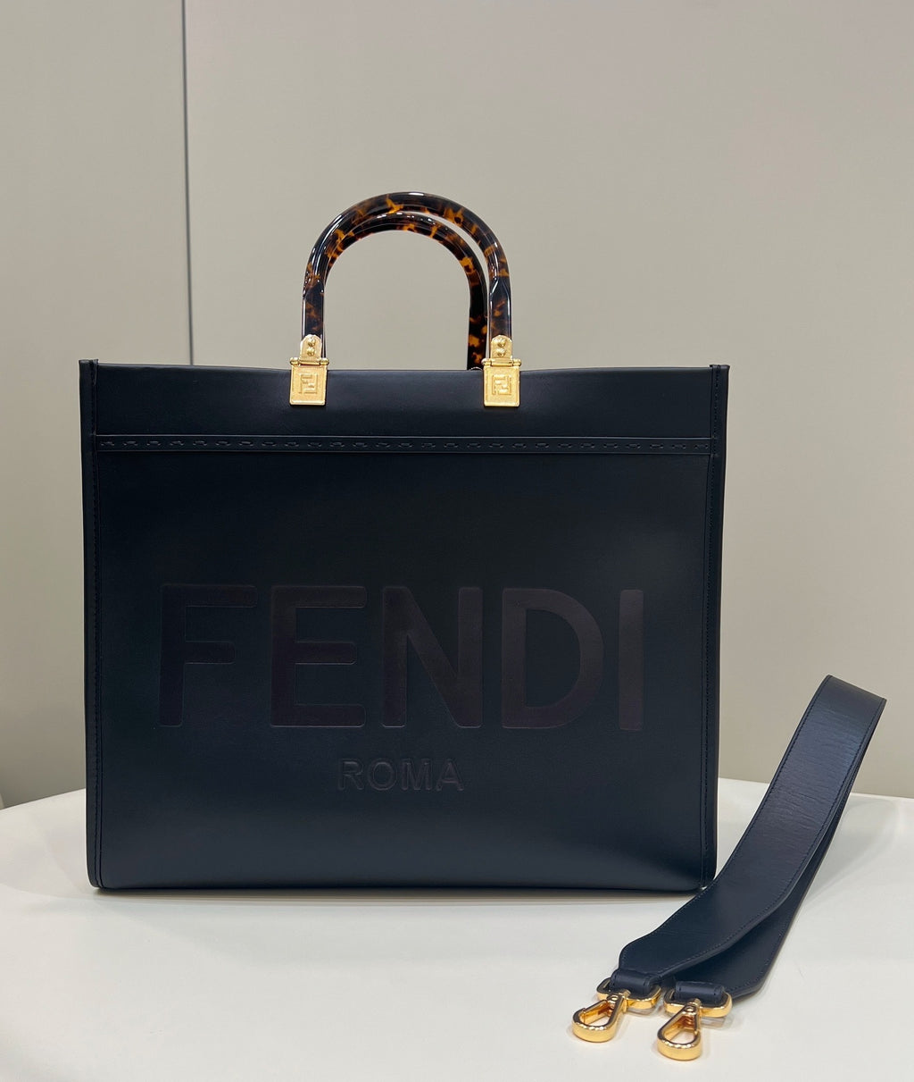 FENDI Leather Shopping Tote Bag