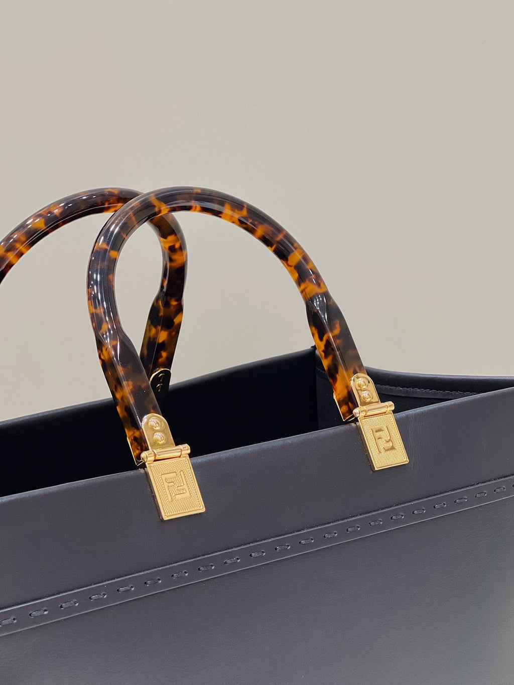 FENDI Leather Shopping Tote Bag