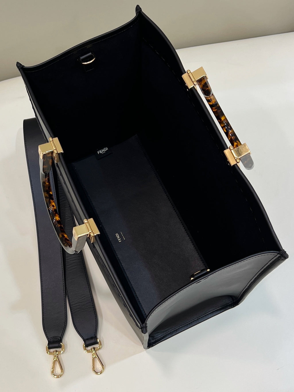 FENDI Leather Shopping Tote Bag