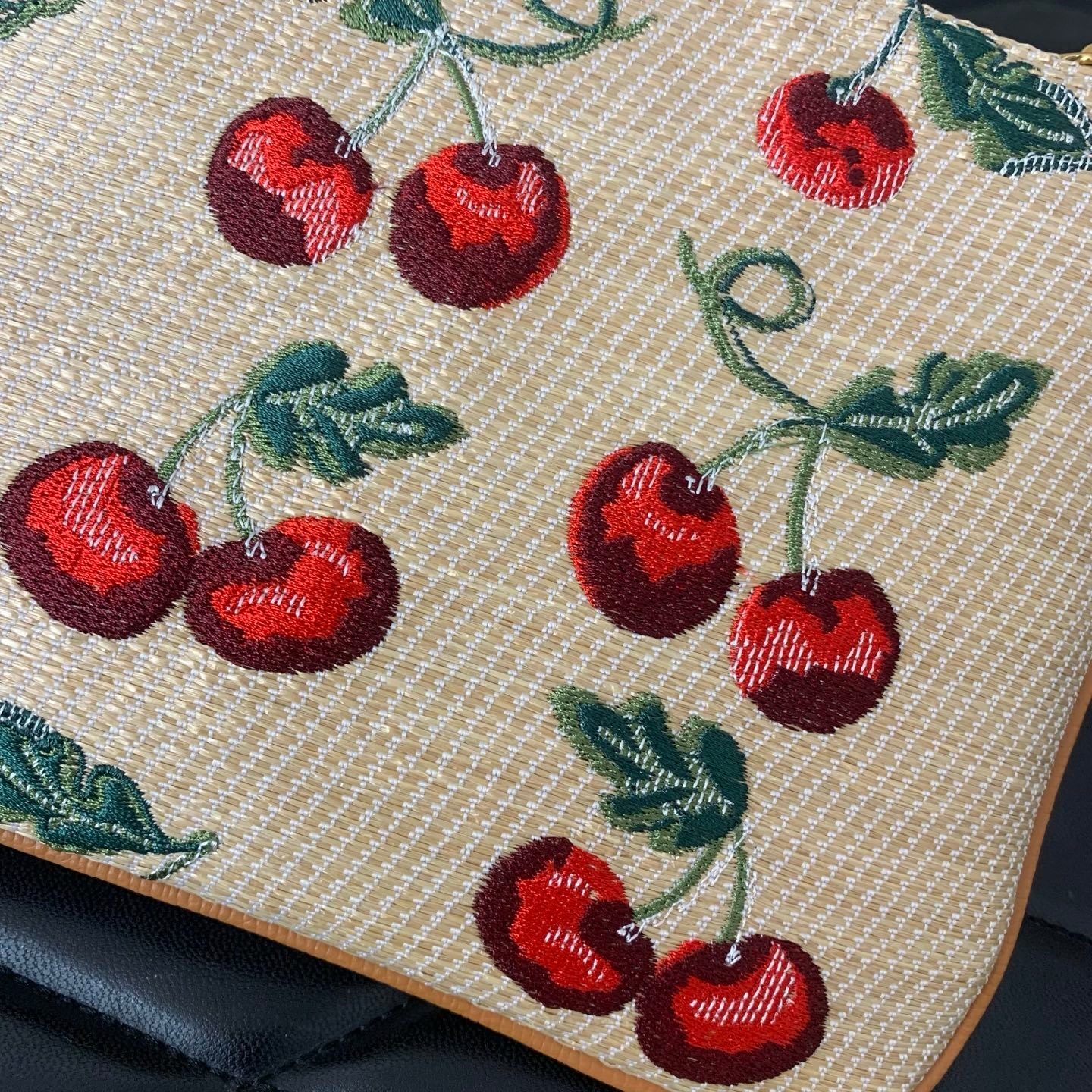 VALENTINO Garavani Cherry Jacquard Raffia Clutch