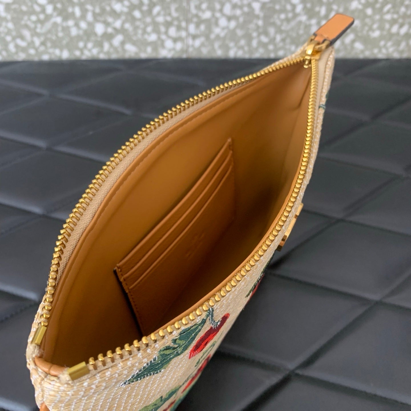 VALENTINO Garavani Cherry Jacquard Raffia Clutch