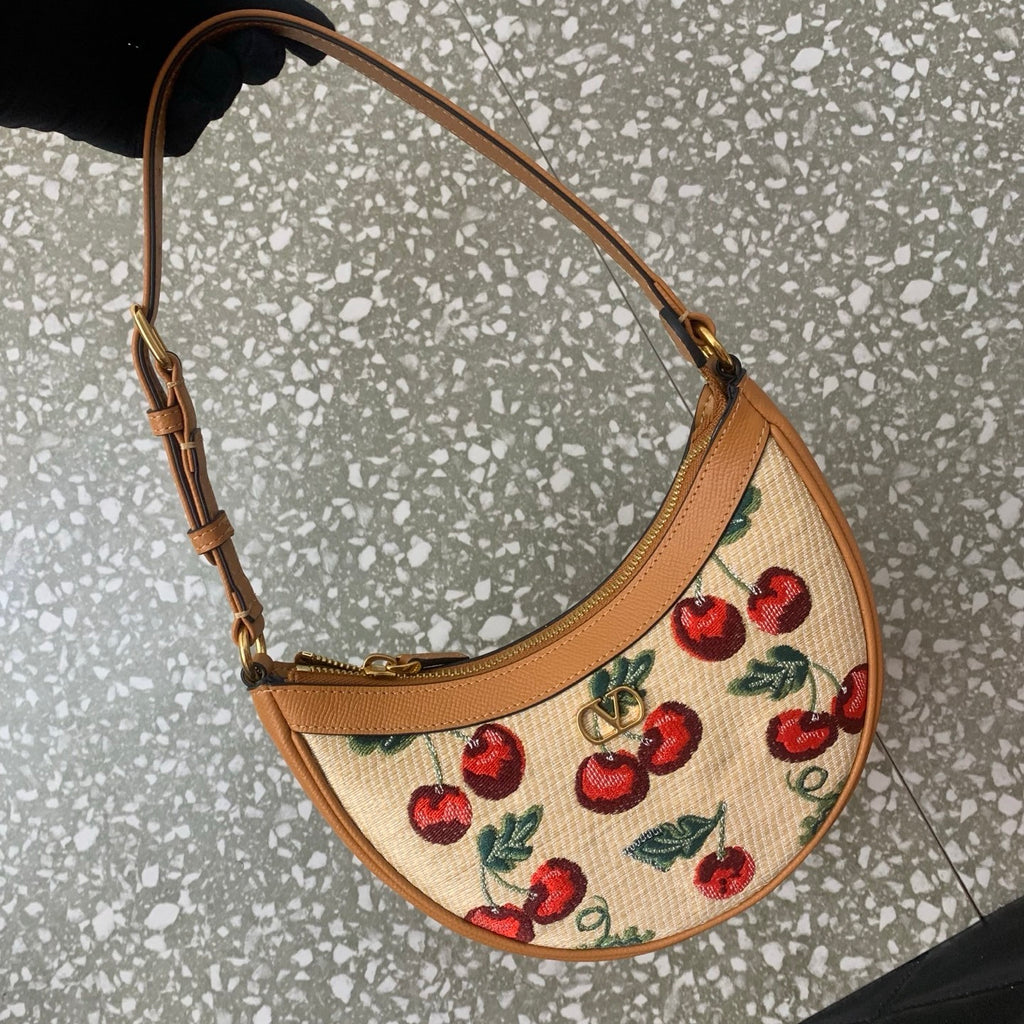 VALENTINO Garavani VLogo Signature Cherry Jacquard Mini Hobo Bag