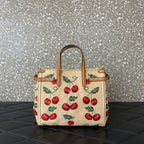 VALENTINO Garavani Antibes Cherry Jacquard Raffia Handbag