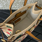 VALENTINO Garavani Antibes Cherry Jacquard Raffia Handbag