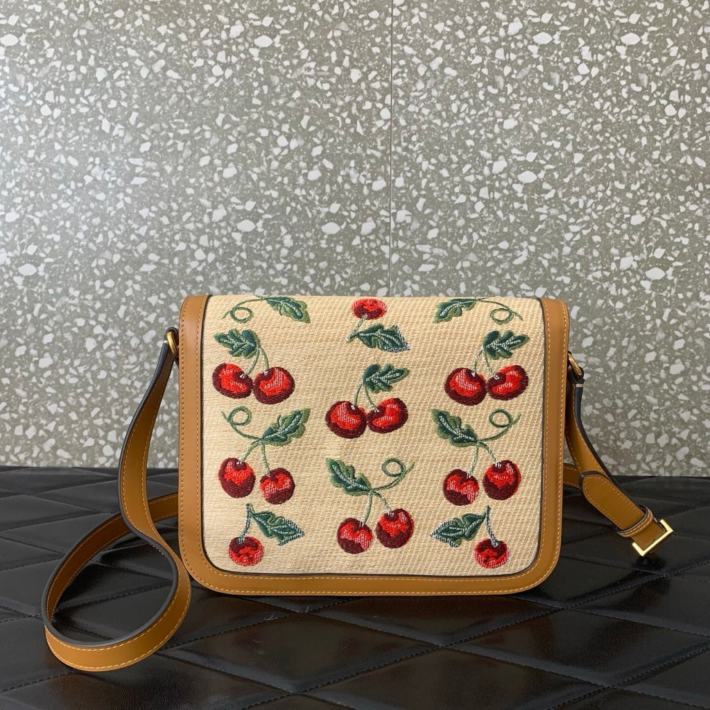 VALENTINO Garavani Cherry Jacquard Raffia Handbag