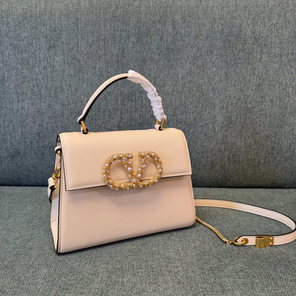VALENTINO Stud-Closure Calfskin Handbag