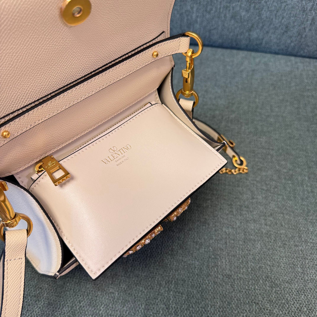 VALENTINO Stud-Closure Calfskin Handbag